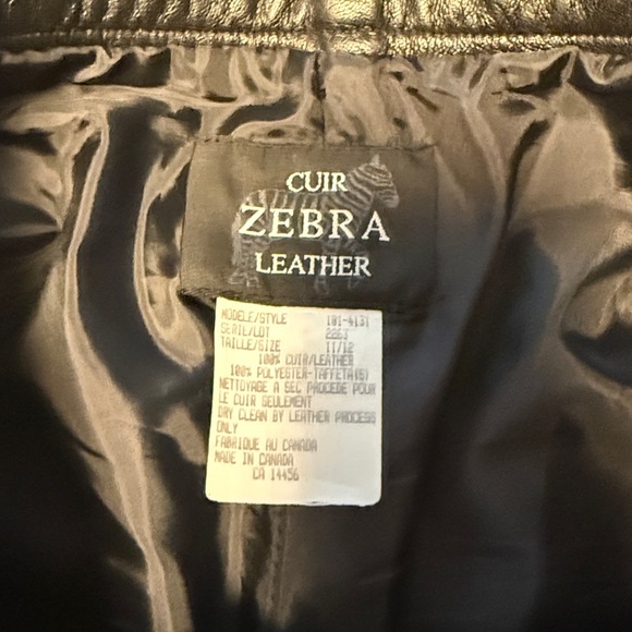 Cuir Zebra Women’s Real Leather Black Pants size 11/12 - Picture 9 of 9